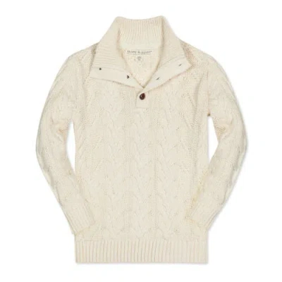 Hope & Henry Baby Boys' Organic Mock Neck Cable Sweater, Infant In Chunky Ivory Cable