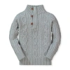 Hope & Henry Baby Boys' Organic Mock Neck Cable Sweater, Infant In Gray Heather