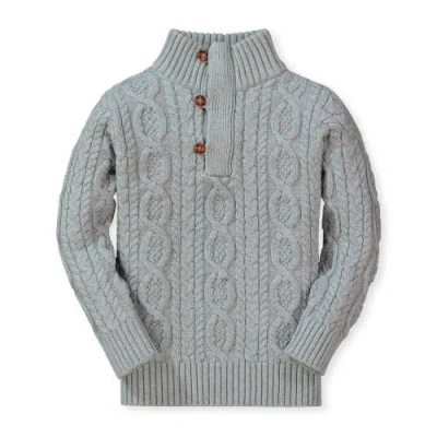 Hope & Henry Baby Boys' Organic Mock Neck Cable Jumper, Infant In Grey Heather