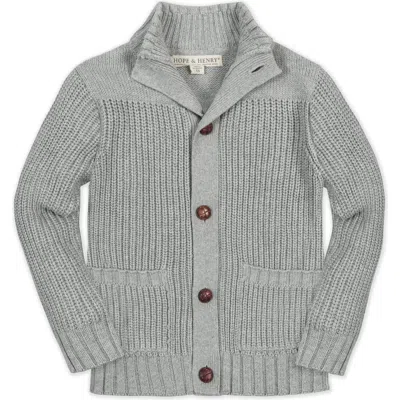 Hope & Henry Baby Boys' Organic Mock Neck Cardigan, Infant In Dark Gray Heather