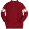 Hope & Henry Baby Boys' Organic Mock Neck Kanga Sweater, Infant In Dark Red With Sleeve Stripes