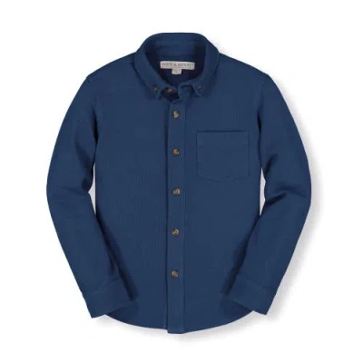 Hope & Henry Baby Boys' Organic Pique Button Down Shirt, Infant In Dark Blue Pique