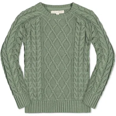 Hope & Henry Baby Boys' Organic Raglan Fisherman Sweater, Infant In Sage Cable