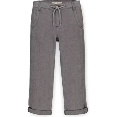 Hope & Henry Baby Boys' Organic Rolled Cuff Pant With Drawstring, Infant In Gray Herringbone