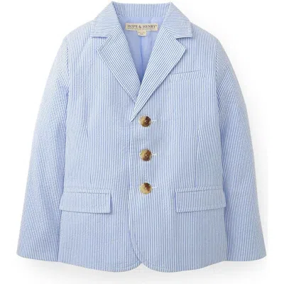 Hope & Henry Baby Boys' Organic Seersucker Suit Jacket, Infant In Blue Seersucker
