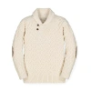 Hope & Henry Baby Boys' Organic Shawl Collar Sweater, Infant In Ivory Herringbone Cable
