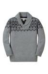 Hope & Henry Baby Boys' Organic Shawl Collar Sweater, Infant In Grey And Black Fairisle Toggle