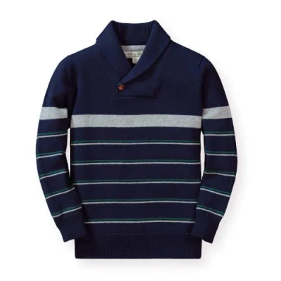 Hope & Henry Baby Boys' Organic Shawl Collar Sweater, Infant In Navy Stripe