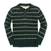 Hope & Henry Baby Boys' Organic Sweater Henley With Elbow Patches, Infant In Pine Green Cable Stripe