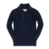 Hope & Henry Baby Boys' Organic Textured Shawl Collar Sweater, Infant In Navy Glen Plaid Texture