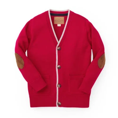 Hope & Henry Baby Boys' Organic Tipped Cardigan With Elbow Patches, Infant In Red