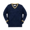 Hope & Henry Baby Boys' Organic V-neck Sweater, Infant In Navy Fleck With Tipping