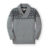 Hope & Henry Baby Boys' Shawl Collar Cable Sweater, Infant In Grey And Black Fairisle Toggle