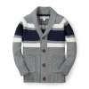 Hope & Henry Baby Boys' Shawl Collar Cardigan, Infant In Dark Grey Heather Chest Stripe