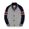 Hope & Henry Baby Boys' Shawl Collar Cardigan, Infant In Grey Heather With Navy