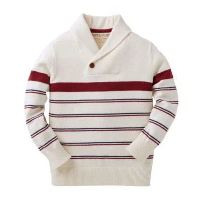 Hope & Henry Baby Boys' Organic Shawl Collar Sweater, Infant In Ivory Stripe