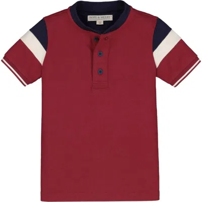 Hope & Henry Baby Boys' Short Sleeve Henley Tee, Infant In Red
