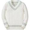 Hope & Henry Baby Boys' Organic V-neck Cricket Sweater, Infant In Soft White With Gray