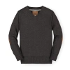 Hope & Henry Baby Boys' Fine Gauge V-neck Sweater With Elbow Patches, Infant In Charcoal Heather