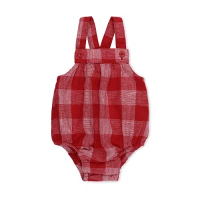 Hope & Henry Kids'  Baby Bubble Romper, Infant In Red Pencil Check Linen
