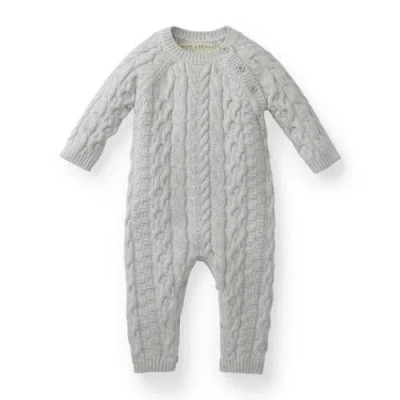 Hope & Henry Baby Cable Knit Sweater Romper, Infant In Gray Heather