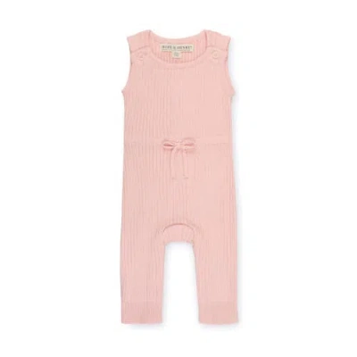 Hope & Henry Kids'  Baby Cinched Waist Sweater Romper, Infant In Light Pink Rib