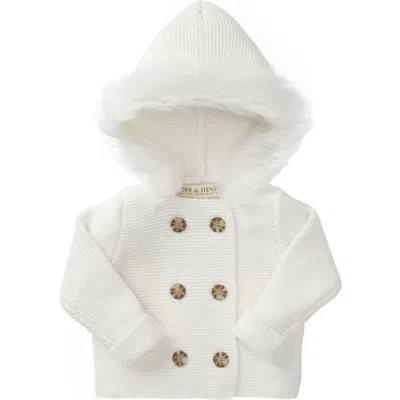 Hope & Henry Baby Faux Fur Hooded Sweater, Infant In White With Faux Fur