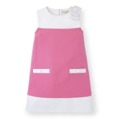 Hope & Henry Baby Girls' A-line Ponte Knit Dress, Infant In Pink And White Block