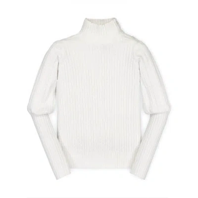 Hope & Henry Baby Girls' Balloon Sleeve Turtleneck Sweater, Infant In Soft White Balloon Sleeve