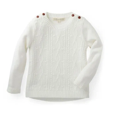 Hope & Henry Baby Girls' Cable Button Sweater, Infant In White