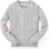 Hope & Henry Baby Girls' Cable Front Sweater, Infant In Grey