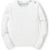 Hope & Henry Baby Girls' Cable Front Sweater, Infant In Soft White