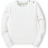 Hope & Henry Baby Girls' Cable Front Sweater, Infant In White