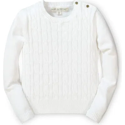 Hope & Henry Baby Girls' Cable Front Sweater, Infant In White