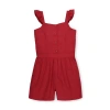 Hope & Henry Baby Girls' Flutter Button Front Romper, Infant In Red Dobby Stripe