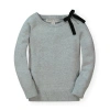 Hope & Henry Baby Girls' French Sweater With Velvet Bow, Infant In Grey Heather