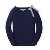 Hope & Henry Baby Girls' French Sweater With Velvet Bow, Infant In Navy