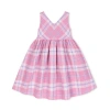 Hope & Henry Baby Girls' Linen Swing Dress, Infant In Tea Room Pink Plaid