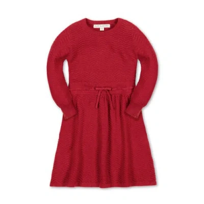 Hope & Henry Baby Girls' Organic Balloon Sleeve Sweater Dress, Infant In Red Chevron