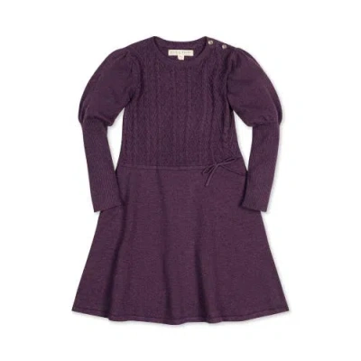 Hope & Henry Baby Girls' Organic Cable Bodice Sweater Dress, Infant In Plum Heather Cable Bodice