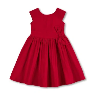 Hope & Henry Baby Girls' Organic Cap Sleeve Party Dress With Bow Sash, Infant In Red Sateen