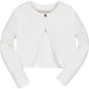 Hope & Henry Baby Girls' Organic Cropped Milano Cardigan, Infant In Soft White Scallop Edge