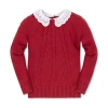 HOPE & HENRY HOPE & HENRY BABY GIRLS' ORGANIC EYELET COLLAR CABLE SWEATER, INFANT