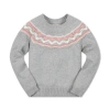 Hope & Henry Baby Girls' Organic Fair Isle Raglan Sweater, Infant In Gray Heather Fair Isle