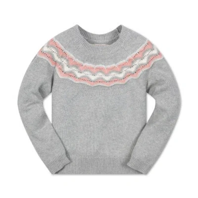 Hope & Henry Baby Girls' Organic Fair Isle Raglan Sweater, Infant In Gray Heather Fair Isle