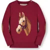 Hope & Henry Baby Girls' Organic Horse Intarsia Sweater, Infant In Berry Horse