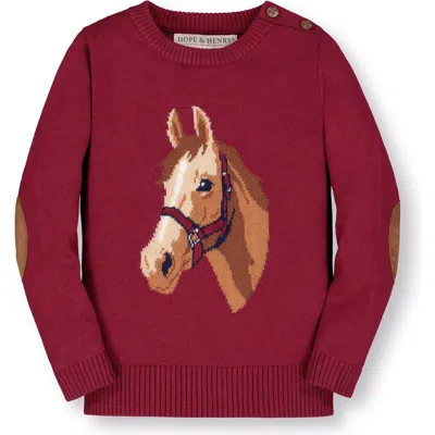 Hope & Henry Baby Girls' Organic Horse Intarsia Sweater, Infant In Berry Horse