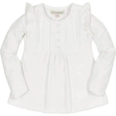 Hope & Henry Baby Girls' Organic Pintuck Flutter Knit Top, Infant In Ivory Pintuck