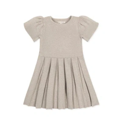 Hope & Henry Baby Girls' Organic Pleated Sweater Dress, Infant In Light Taupe Heather