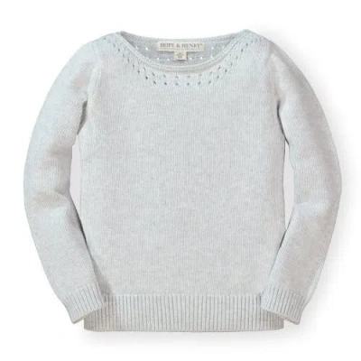 Hope & Henry Baby Girls' Organic Pointelle Detail Sweater, Infant In Light Grey Heather
